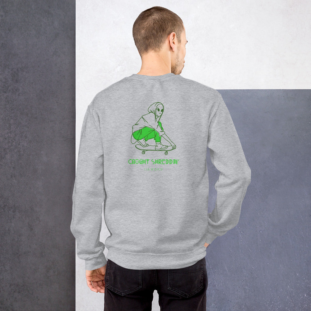 iJawbkr Kickflippin Alien Sweatshirt Back Design